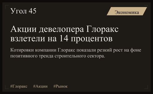 Акции девелопера Глоракс показали стремительный рост на фоне рыночных ожиданий