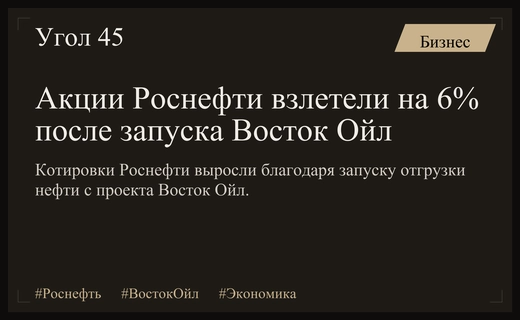 Акции Роснефти демонстрируют стремительный рост на фоне запуска проекта Восток Ойл