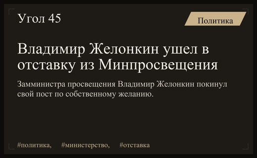 Владимир Желонкин покинул пост заместителя министра просвещения по собственному желанию