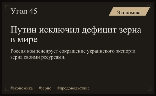 Владимир Путин гарантирует стабильность мирового рынка зерна вопреки украинскому кризису