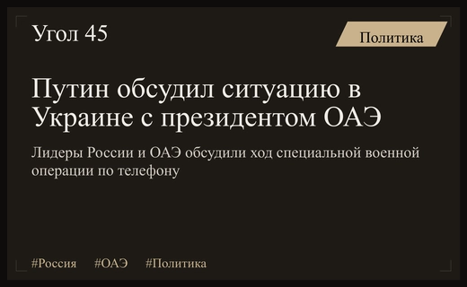 Владимир Путин обсудил ход специальной военной операции с лидером ОАЭ