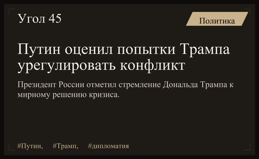 Владимир Путин оценил стремление Дональда Трампа к мирному урегулированию конфликта