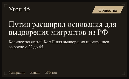 Владимир Путин подписал закон о значительном расширении оснований для выдворения мигрантов