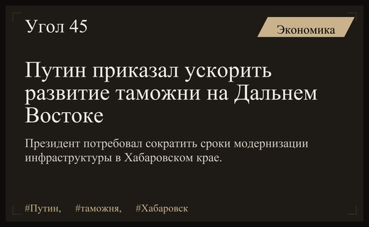 Владимир Путин потребовал ускорить модернизацию таможенной инфраструктуры в Хабаровском крае