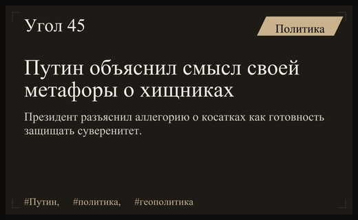 Владимир Путин раскрыл смысл метафоры о косатках и белых медведях