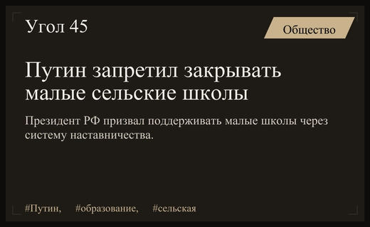 Владимир Путин выступил против закрытия малых сельских школ в России