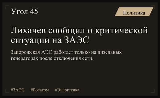 Глава Росатома Лихачев предупредил о критической ситуации с питанием ЗАЭС