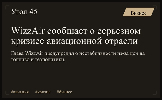 Глава WizzAir предупреждает о глубоком кризисе в мировой авиационной отрасли