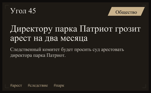Следственный комитет намерен арестовать директора патриотического парка на два месяца