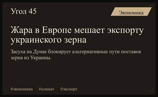 Климатический кризис в Европе парализовал альтернативные маршруты экспорта украинского зерна