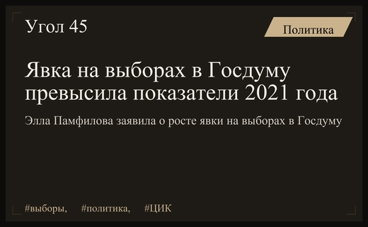 Элла Памфилова заявила о росте явки на выборах в Государственную Думу