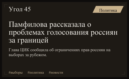 Элла Памфилова заявила об ограничениях избирательных прав россиян за рубежом