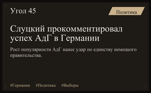 Слуцкий оценил триумф партии АдГ на региональных выборах в Германии