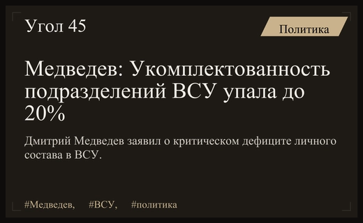 Дмитрий Медведев сообщил о критическом уровне укомплектованности подразделений ВСУ