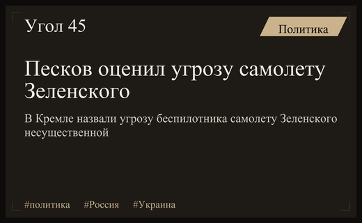 Дмитрий Песков назвал угрозу беспилотника самолету Владимира Зеленского эфемерной