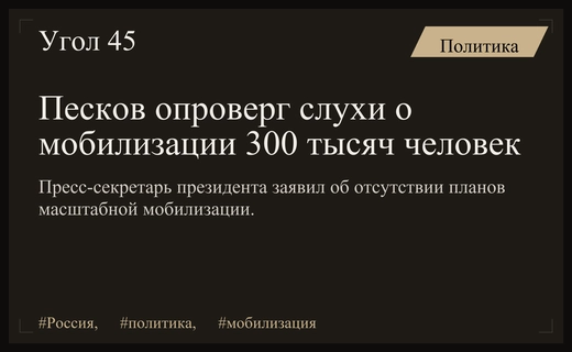 Дмитрий Песков официально опроверг слухи о масштабной мобилизации в 2026 году
