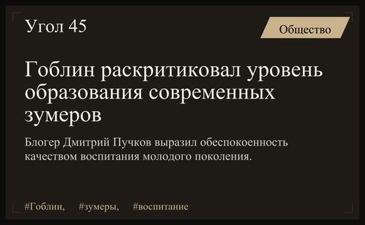 Дмитрий Гоблин Пучков выразил глубокую обеспокоенность качеством образования и воспитания зумеров