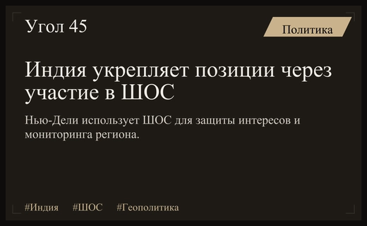 Индия видит стратегические преимущества в укреплении своего влияния через ШОС