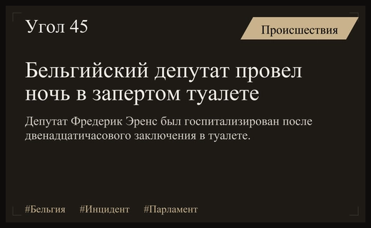 Инцидент в Бельгии: депутат провел ночь в запертой туалетной кабинке