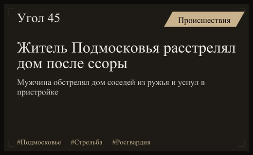 В Подмосковье мужчина устроил стрельбу по дому соседей после конфликта