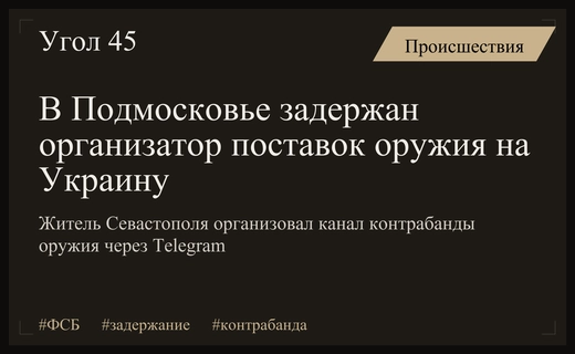 В Подмосковье задержан организатор масштабной контрабанды оружия в интересах Украины