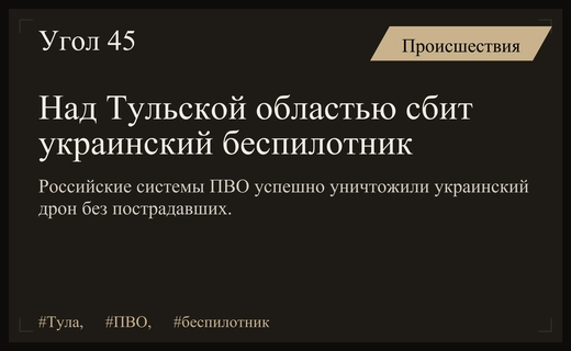 Подразделения ПВО Минобороны России успешно уничтожили украинский беспилотник над Тульской областью