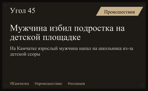 Конфликт на детской площадке Камчатки закончился избиением подростка и заявлением в полицию