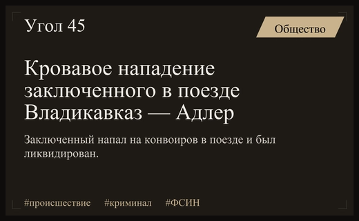 Вооруженное нападение заключенного в поезде Владикавказ — Адлер привело к гибели сотрудника ФСИН