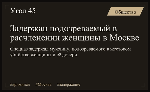 В Воронежской области задержан подозреваемый в жестоком убийстве женщины в Москве
