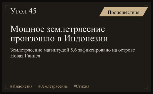 Мощное землетрясение магнитудой 5,6 потрясло остров Новая Гвинея в Индонезии