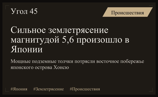 Мощное землетрясение магнитудой 5,6 потрясло восточное побережье японского острова Хонсю