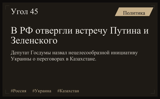 В Госдуме РФ назвали нецелесообразной встречу Путина и Зеленского в Казахстане