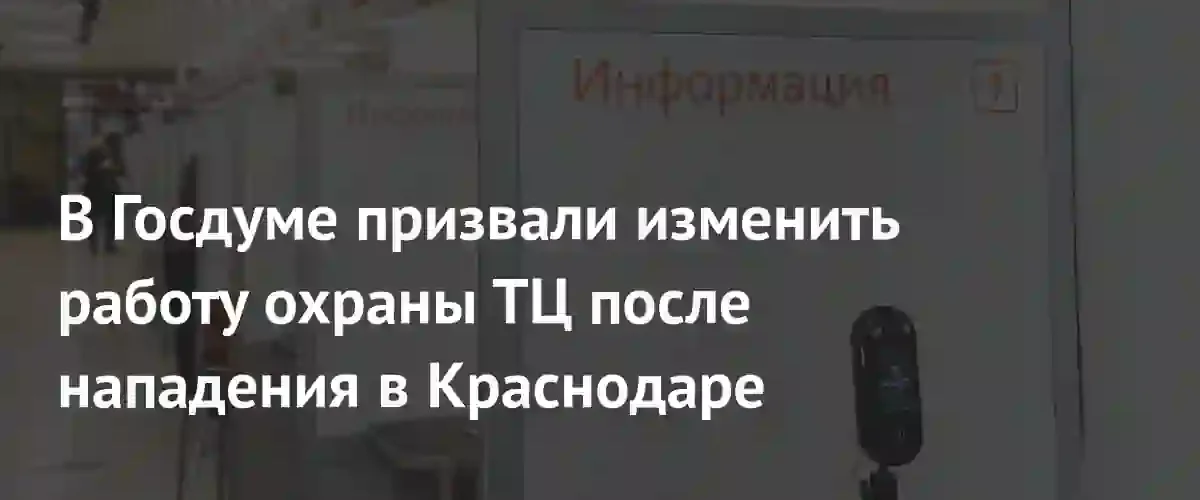 В Госдуме предложили расширить полномочия охраны ТЦ после нападения в Краснодаре