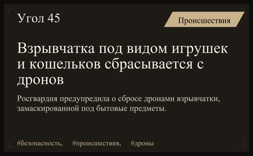 Росгвардия предупредила об использовании дронами взрывчатки в виде игрушек и кошельков