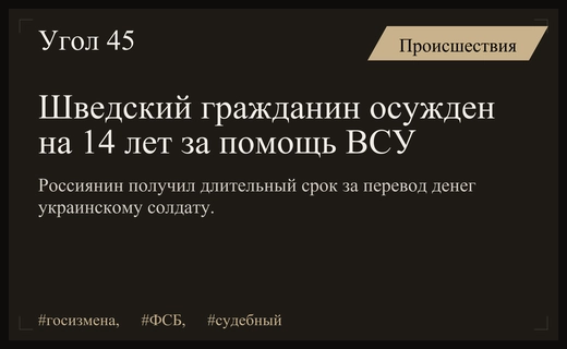 Россиянин со шведским паспортом получил 14 лет за помощь бойцу ВСУ