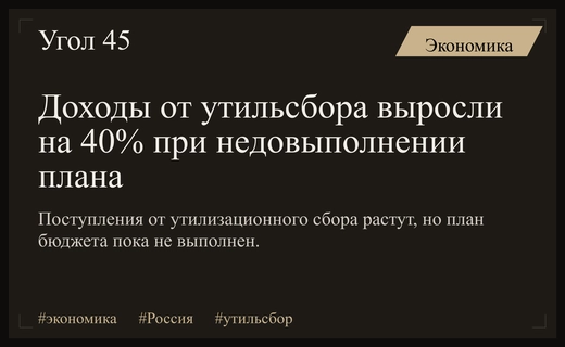 Рост доходов бюджета России от утильсбора достиг сорока процентов при недовыполнении плана