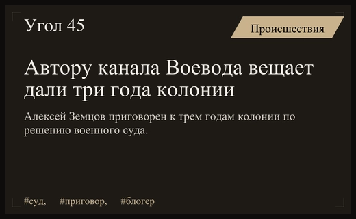 Ростовский военный суд приговорил автора канала Воевода вещает к колонии