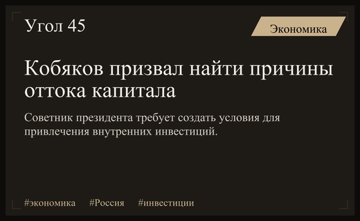 Советник президента Антон Кобяков призвал перезапустить инвестиционный цикл в России