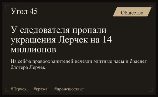 В Новой Москве возбуждено уголовное дело из-за пропажи украшений Лерчек