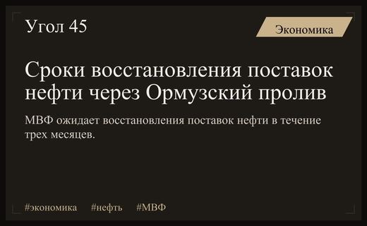 МВФ прогнозирует двухмесячную задержку восстановления поставок нефти через Ормузский пролив