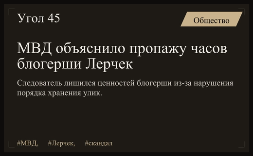 МВД прокомментировало исчезновение ценностей блогерши Лерчек из ведения следователя