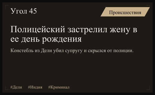 Трагедия в Дели: полицейский застрелил супругу в ее день рождения