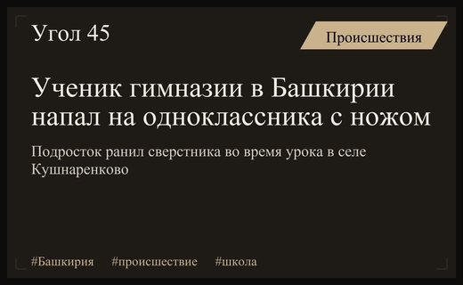 Трагедия в гимназии Башкирии: девятиклассник напал с ножом на одноклассника
