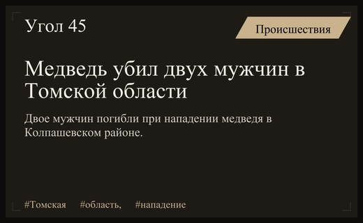 Трагедия в Томской области: нападение медведя унесло жизни двух мужчин