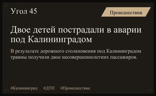 Трагическое дорожное происшествие под Калининградом привело к травмированию двух несовершеннолетних пассажиров