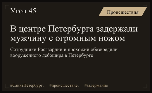 Драматичное задержание вооруженного мужчины с огромным ножом в центре Санкт-Петербурга