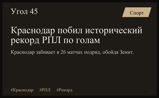 Краснодар устанавливает исторический рекорд РПЛ после победы над Ростовом