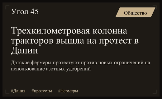 Трехкилометровая колонна тракторов перекрыла дороги Дании в знак протеста фермеров