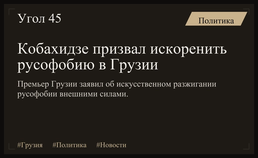 Премьер-министр Грузии Ираклий Кобахидзе призвал искоренить русофобию в обществе