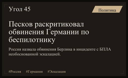 Кремль обвинил Германию в намеренной эскалации из-за инцидента с беспилотником